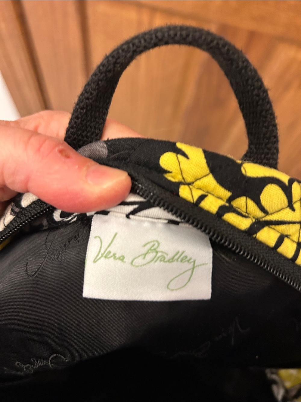 Vera Bradley Quilted Floral Backpack in Black, White & Yellow image 5